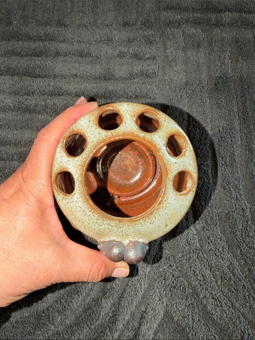 Vintage Ugly/ Funny Face Toothy Ceramic Smiling Toothbrush Holder - Brown/Beige